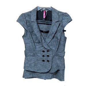 Heart Soul Women Fashion Skirt Suit, added black belt, Button Up Top, Skirt